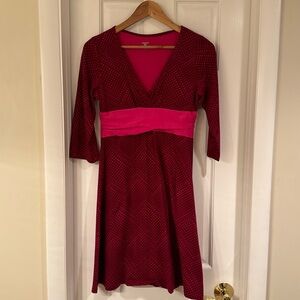 Patagonia Margot Dress Magenta A Line 3/4 Sleeve Small
